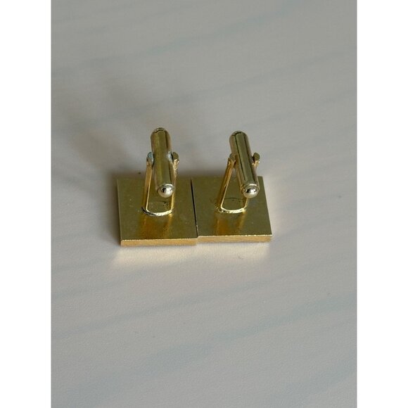 Gold-Tone Square Textured Cufflinks With Geometric Design For Men - Picture 5 of 6